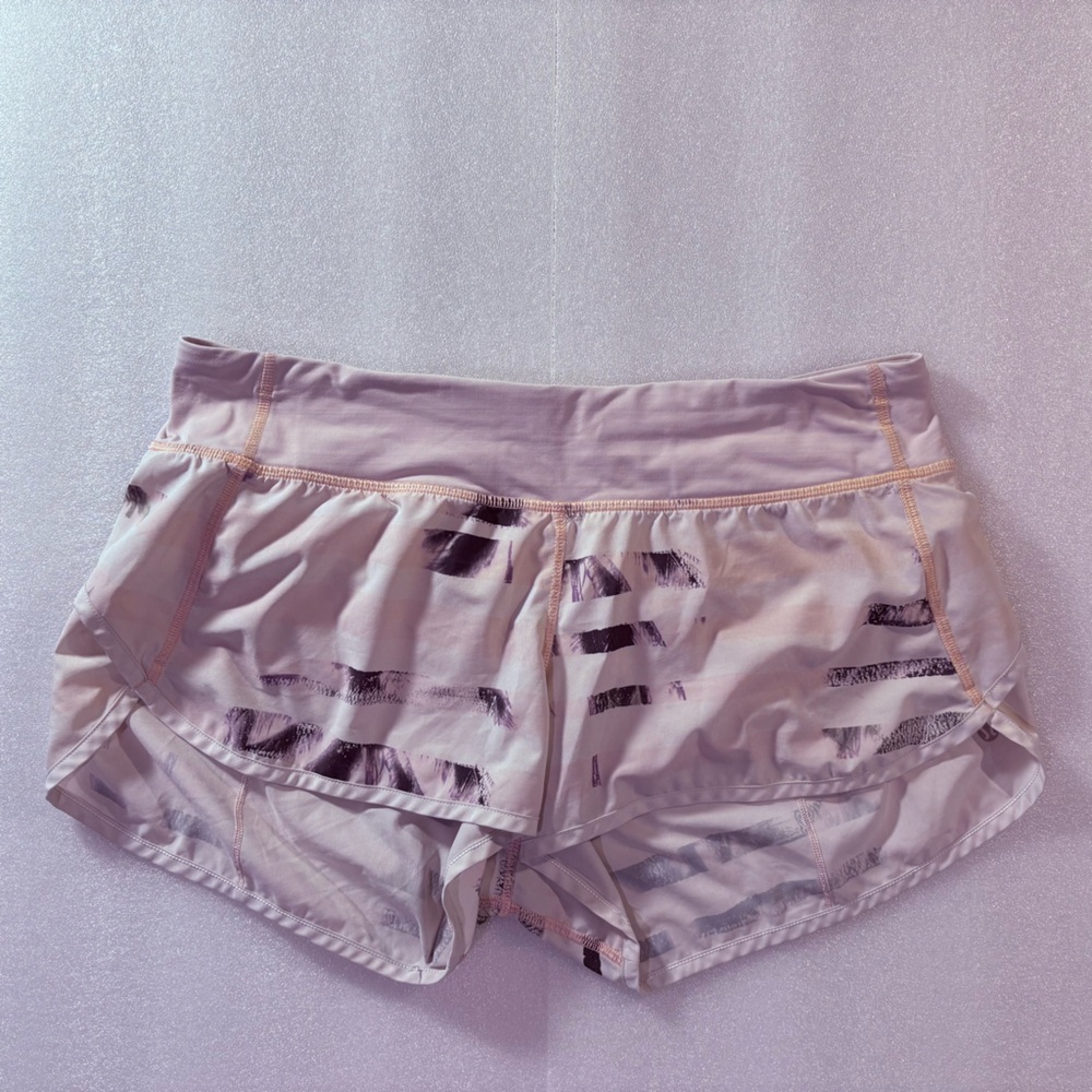Lululemon Athletica Light Pink and Black Athletic Shorts Relaxed Fit. Size 8.